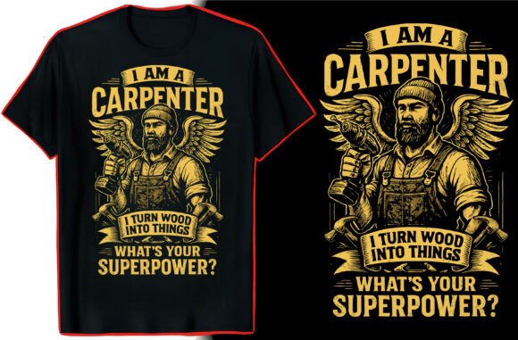 Carpenter T-Shirt Graphic Art: A Workshop-Ready Design Asset
