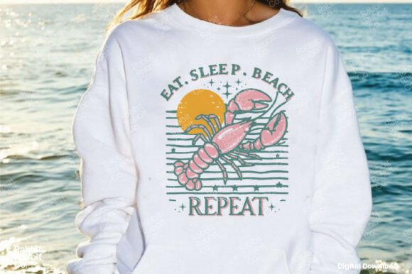 Retro Beach Pink Lobster: A Graphic with Real Character